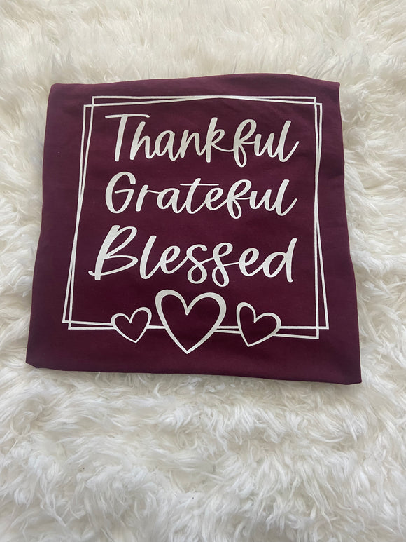 Thankful grateful blessed screen print